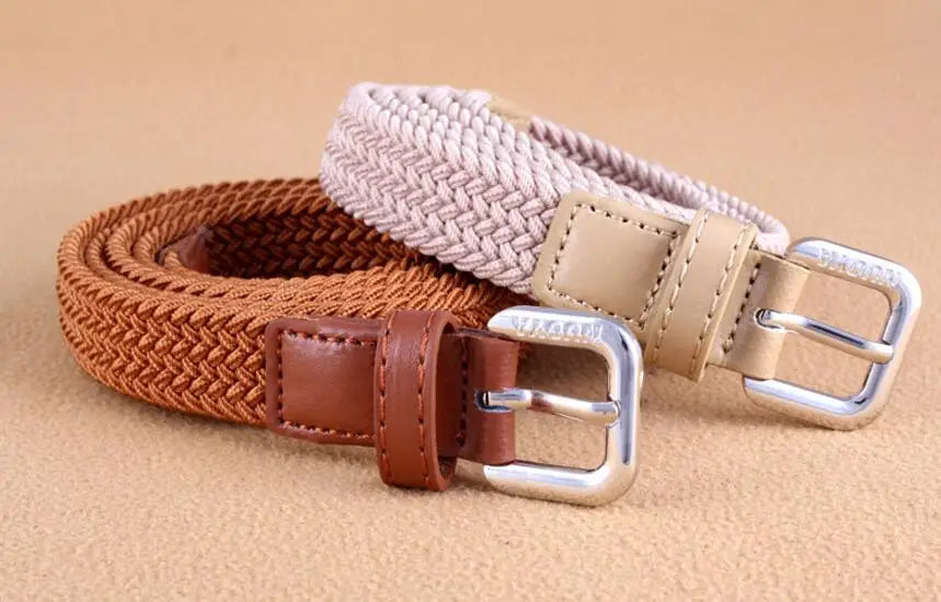 2022 New Casual Kids Belt Woven Stretch Solid Color Men's Fashion Knit Pin Buckle Belt For Boys Girls Designer Belts Wholesale