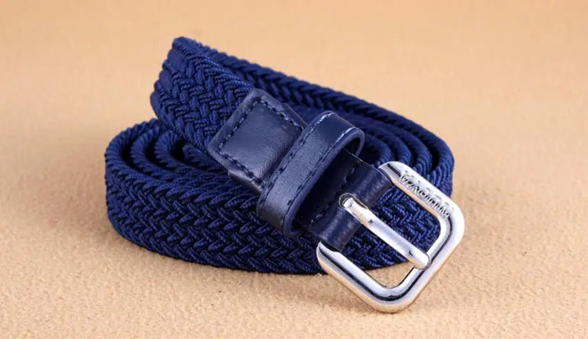 2022 New Casual Kids Belt Woven Stretch Solid Color Men's Fashion Knit Pin Buckle Belt For Boys Girls Designer Belts Wholesale