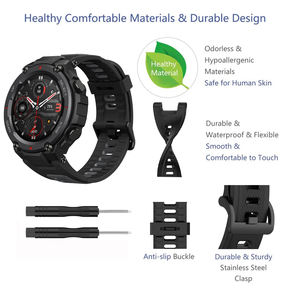 Replacement Strap For Huami Amazfit T rex Strap Silicone Watchband For Amazfit T-Rex/T-Rex Pro Strap