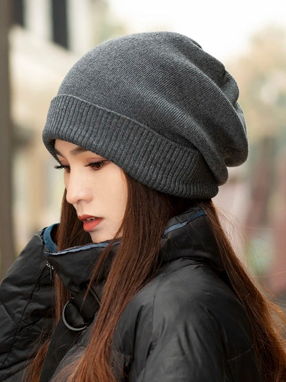 VISROVER 12 Colors Solid Real Cashmere Beanies Winter Hat For Woman Acrylic Hat Woman Autumn Warm Skullies For Man Wholesales