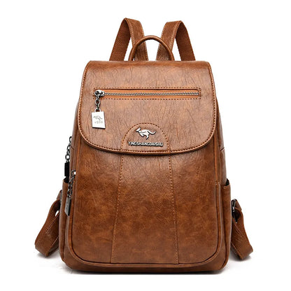 6 Colors Women 's Backpack 2024 New High Quality Soft Leather Leisure Travel Large Capacity School Bags for Teenage Girls Black