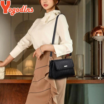 Yogodlns Women Shoulder Bags Small Satchel Simple Design Female Crossbody Bag Soft PU Leather Flap Bag  Messenger Bags Sac Femme