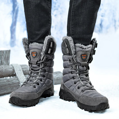 Men Winter Snow Boots Super Warm Men Hiking Boots High Quality Waterproof Leather High Top Big Size Men's Boots Outdoor Sneakers