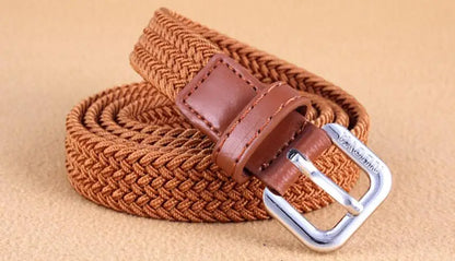 2022 New Casual Kids Belt Woven Stretch Solid Color Men's Fashion Knit Pin Buckle Belt For Boys Girls Designer Belts Wholesale