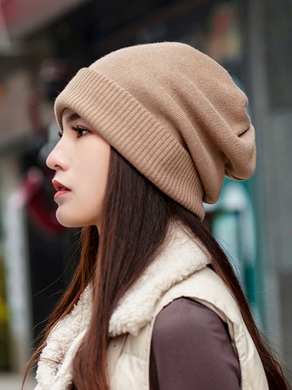 VISROVER 12 Colors Solid Real Cashmere Beanies Winter Hat For Woman Acrylic Hat Woman Autumn Warm Skullies For Man Wholesales