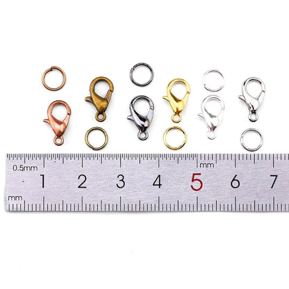 A Set Jewelry Findings 4mm/5mm/6mm/8mm/10mm Open Jump Rings Split Rings 6 colors Lobster Clasps hooks Jewelry Making Supplies