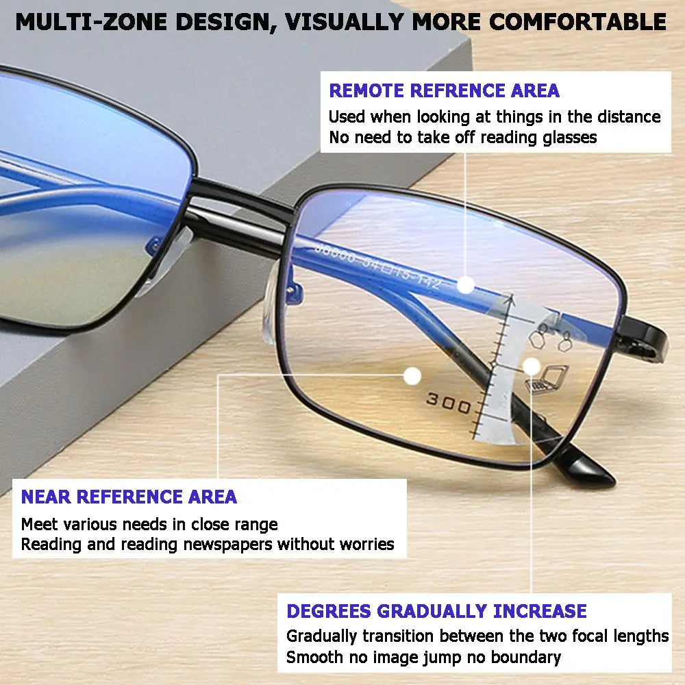 Men Women Progressive Multifocal Vision Diopter Readers Eyeglasses Presbyopia Glasses Reading Glasses Computer Goggles