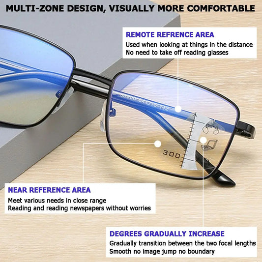 Men Women Progressive Multifocal Vision Diopter Readers Eyeglasses Presbyopia Glasses Reading Glasses Computer Goggles