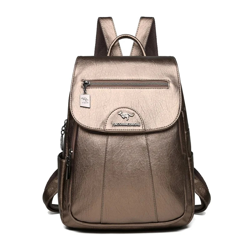 6 Colors Women 's Backpack 2024 New High Quality Soft Leather Leisure Travel Large Capacity School Bags for Teenage Girls Black