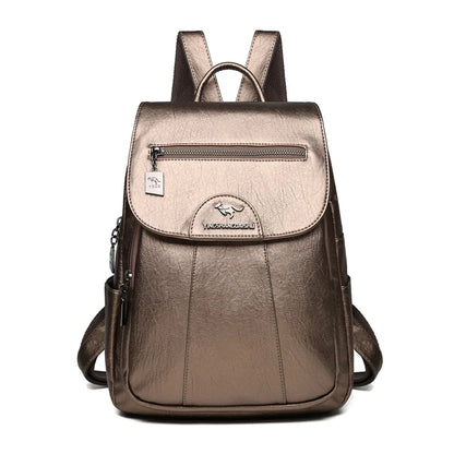 6 Colors Women 's Backpack 2024 New High Quality Soft Leather Leisure Travel Large Capacity School Bags for Teenage Girls Black