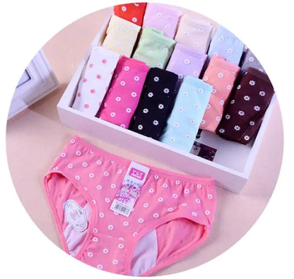 Teenage Girl Leakproof Cute Floral Briefs Cotton Sanitary Physiological Pants For Menstruation Period Young Girls Underwears