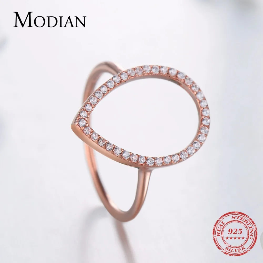 Modian New Fashion Instagram Pear Water Drop Classic Ring Engagement Jewelry Sparkling 100% 925 Sterling Silver Rings For Women