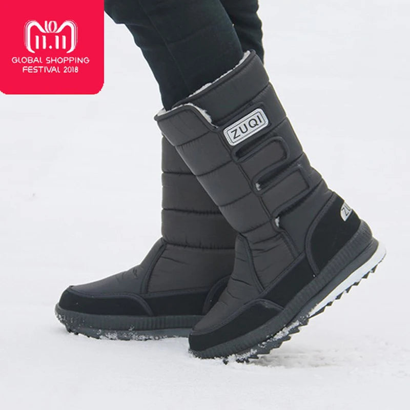 Men Boots platform women snow boots for men thick plush waterproof slip resistant winter Adult shoes Plus size 34 - 47 2019