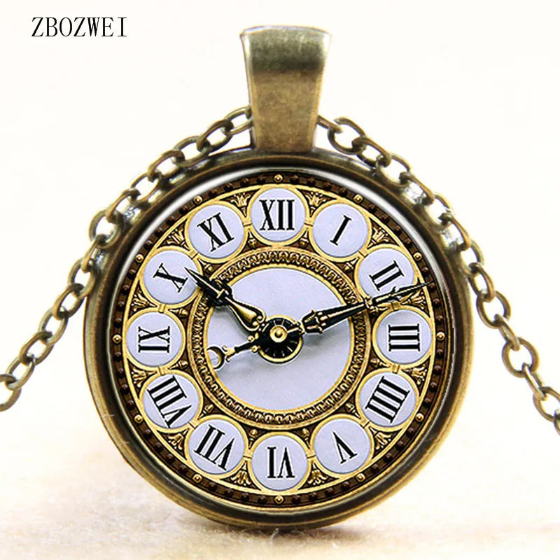 2018/Popular hot money retro clock and watch pattern pendant necklace for men and women clothing accessories necklace jewelry