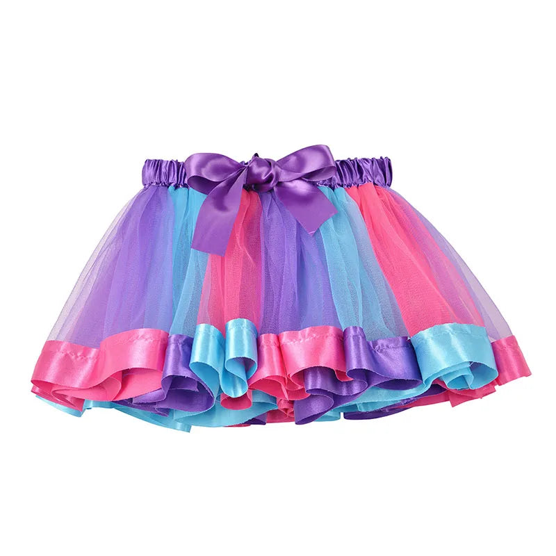 New Tutu Skirt Baby Girl Skirts 9M-8T Princess Mini Pettiskirt Party Dance Rainbow Tulle Skirts Girls Clothes Children Clothing