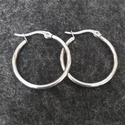 25mm Titanium 316L Stainless Steel Circle Hoop Earrings Vacuum Plating No Fade Anti-allergy