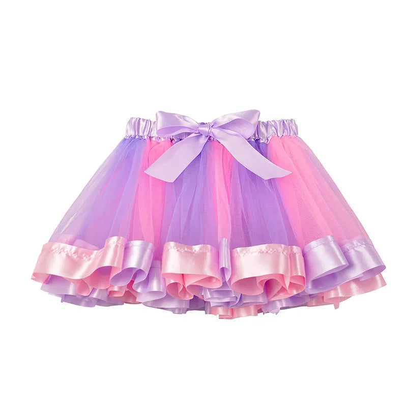 New Tutu Skirt Baby Girl Skirts 9M-8T Princess Mini Pettiskirt Party Dance Rainbow Tulle Skirts Girls Clothes Children Clothing