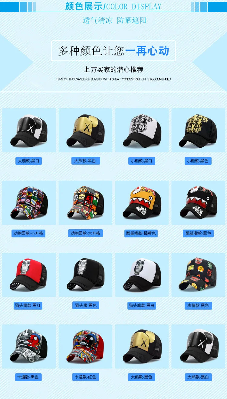 Wholesale Adult Summer Sun Hats Men Cool Hiphop Punk Rock Truck Cap Women Fashion Mesh Baseball Caps