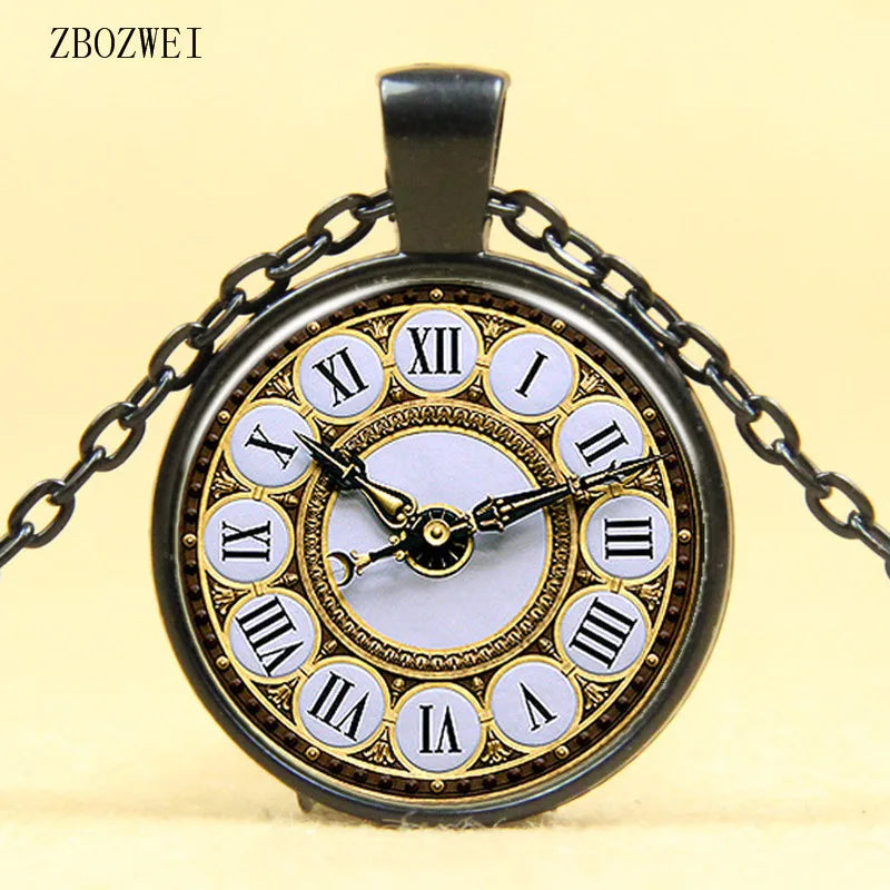 2018/Popular hot money retro clock and watch pattern pendant necklace for men and women clothing accessories necklace jewelry