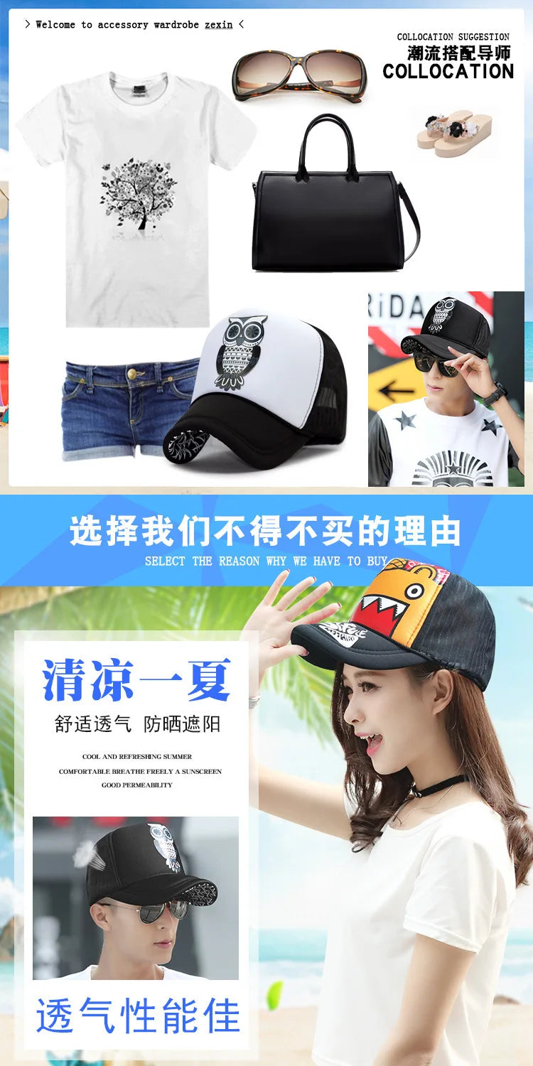 Wholesale Adult Summer Sun Hats Men Cool Hiphop Punk Rock Truck Cap Women Fashion Mesh Baseball Caps