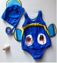 2PCS Kids Baby Girl Swimsuit Goldfish Swimwear Swimmable Costume+Swimming Hat 2019 New Cute High Quality Hot Sale