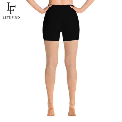 LETSFIND New Women High Waist  Short Leggings Solid Black Elastic Soft Comfortable Short Pants