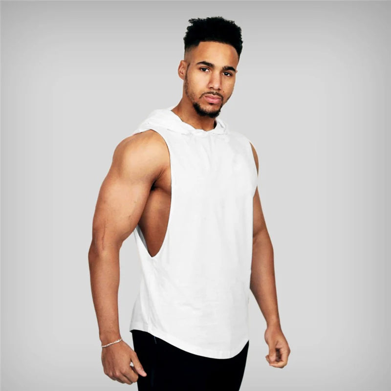 New Fashion Cotton Sleeveless Shirts Gym Hoodies Tank Top Men Fitness Shirt Bodybuilding Singlet Workout Vest Men