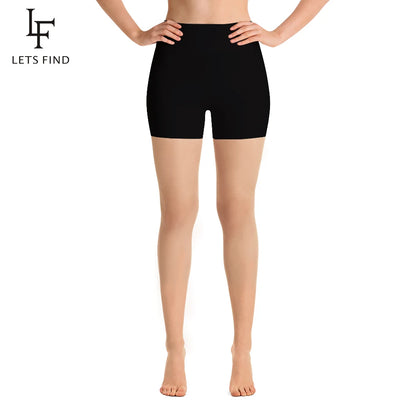 LETSFIND New Women High Waist  Short Leggings Solid Black Elastic Soft Comfortable Short Pants