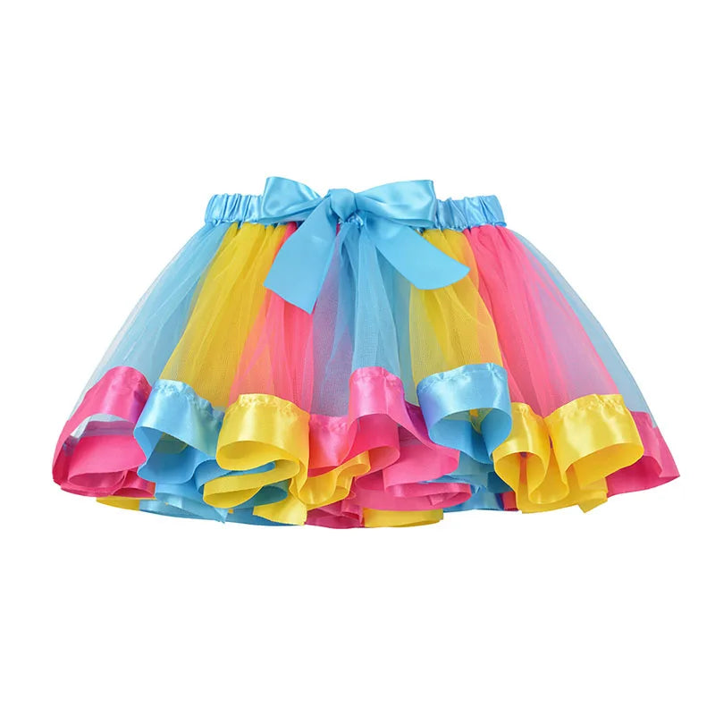 New Tutu Skirt Baby Girl Skirts 9M-8T Princess Mini Pettiskirt Party Dance Rainbow Tulle Skirts Girls Clothes Children Clothing