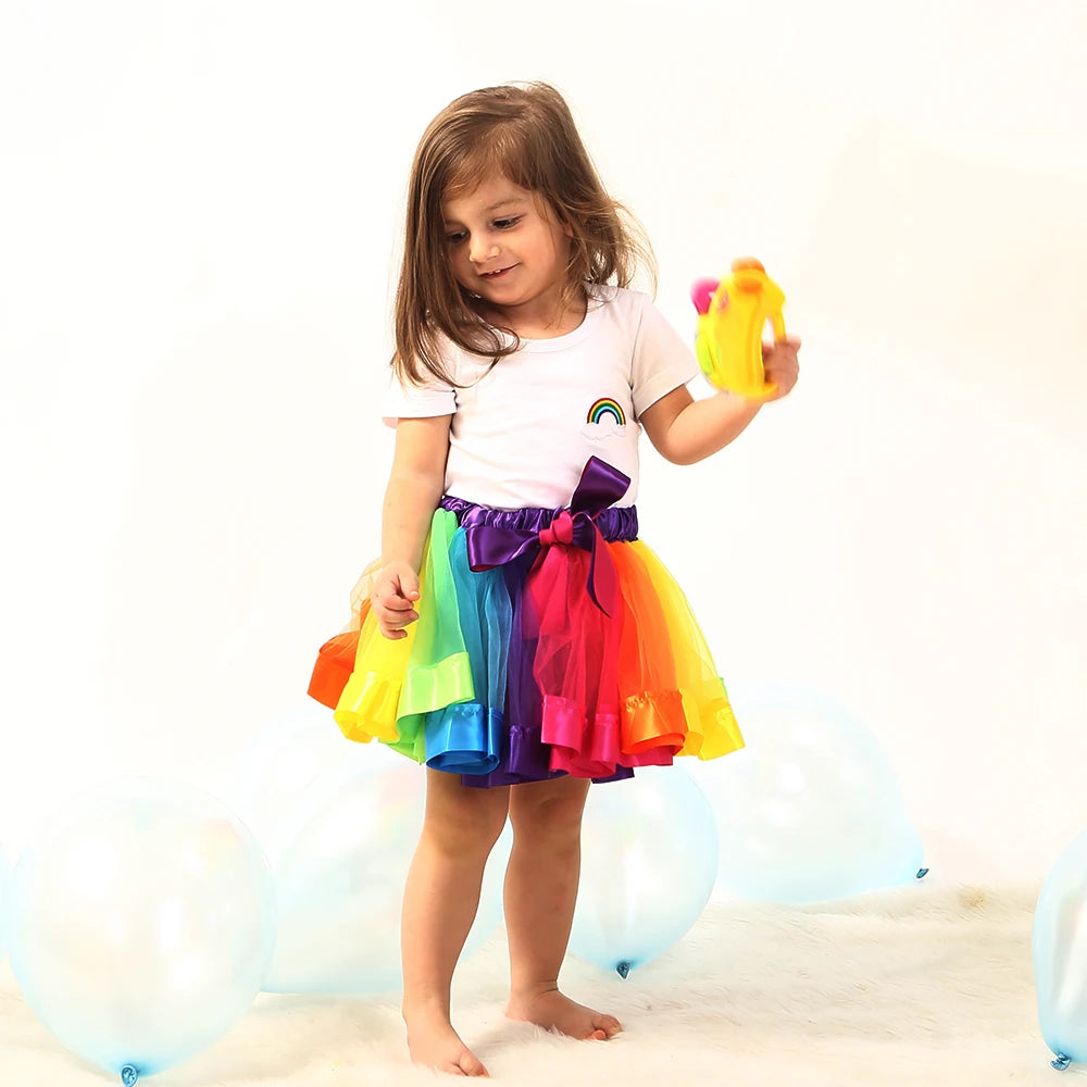 New Tutu Skirt Baby Girl Skirts 9M-8T Princess Mini Pettiskirt Party Dance Rainbow Tulle Skirts Girls Clothes Children Clothing