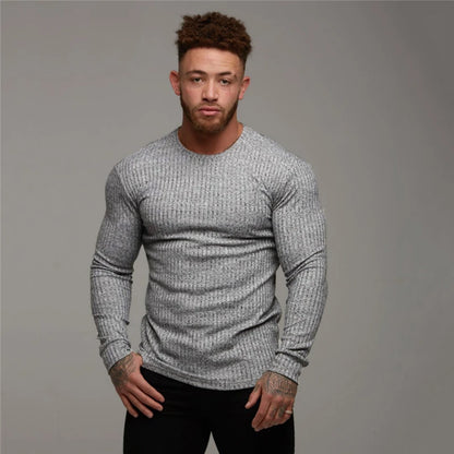 Winter Fashion Men's O-neck Sweaters Black Strips Knitted Pullovers Men Solid Casual Sweater Male Autumn Slim Fit Knitwear