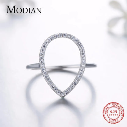 Modian New Fashion Instagram Pear Water Drop Classic Ring Engagement Jewelry Sparkling 100% 925 Sterling Silver Rings For Women