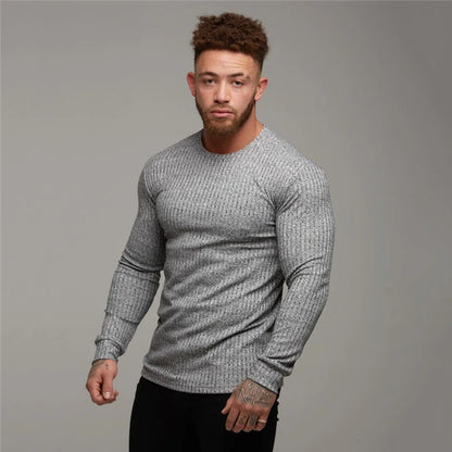 Winter Fashion Men's O-neck Sweaters Black Strips Knitted Pullovers Men Solid Casual Sweater Male Autumn Slim Fit Knitwear