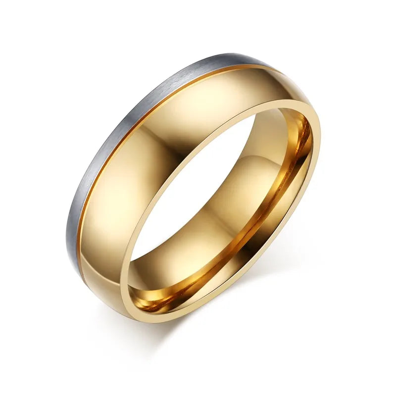 Vnox Wedding Ring for Women / Men Gold Color Love Engagement Couple Stainless Steel Lovers Jewlery Anniversary Gift US size