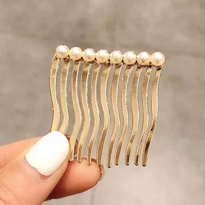 New FashionBoutique Alloy Pearl Rhinestone Row Fork Hair Comb   Barrettes for Women Girl Accessories Headwear