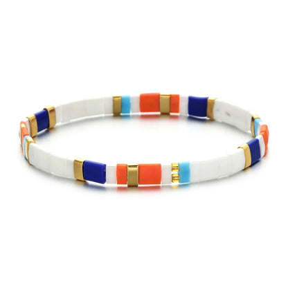 ZMZY Stone Tila Beads Elastic Bracelet For Women Gift 2025 Fashion Colorful Jewellery Rainbow Japan Miyuki Tile Beads Bracelet