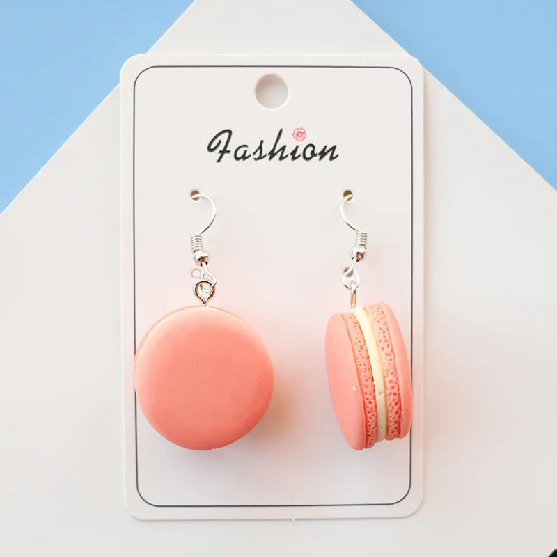 1Pair Drop Earrings Hamburge Colorful Macaroon Resin Craft Creative Dangle Jewelry For Girl And Woman