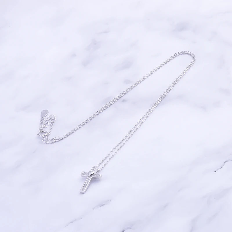 Pekurr 925 Sterling Silver Heart Zircon Templar Cross Necklaces For Women Long Chains Collar Pendants Trinket Jewelry Gift