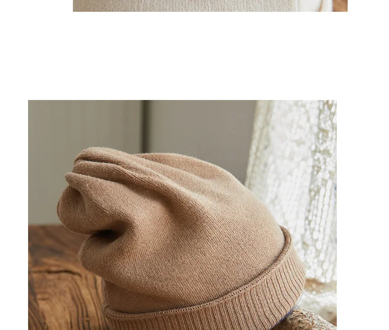 VISROVER 12 Colors Solid Real Cashmere Beanies Winter Hat For Woman Acrylic Hat Woman Autumn Warm Skullies For Man Wholesales