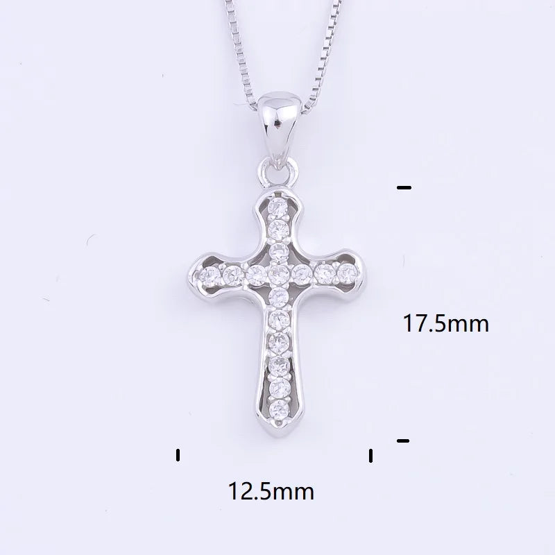 Pekurr 925 Sterling Silver Heart Zircon Templar Cross Necklaces For Women Long Chains Collar Pendants Trinket Jewelry Gift