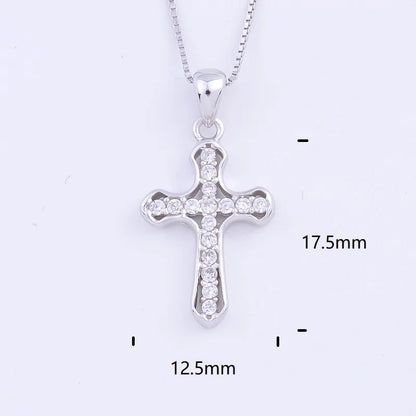 Pekurr 925 Sterling Silver Heart Zircon Templar Cross Necklaces For Women Long Chains Collar Pendants Trinket Jewelry Gift