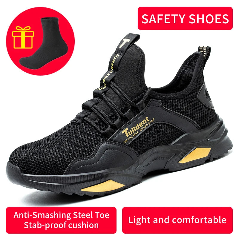 Safety Shoes Men Anti-Smashing Steel Toe Cap Puncture Proof Construction Lightweight Breathable Sneaker Work Boots Women Quality