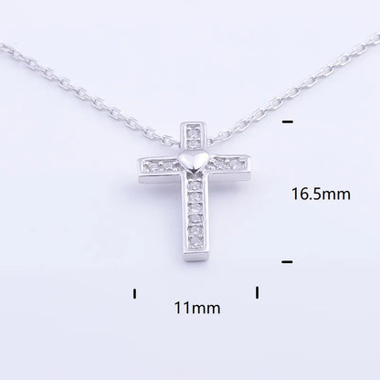 Pekurr 925 Sterling Silver Heart Zircon Templar Cross Necklaces For Women Long Chains Collar Pendants Trinket Jewelry Gift