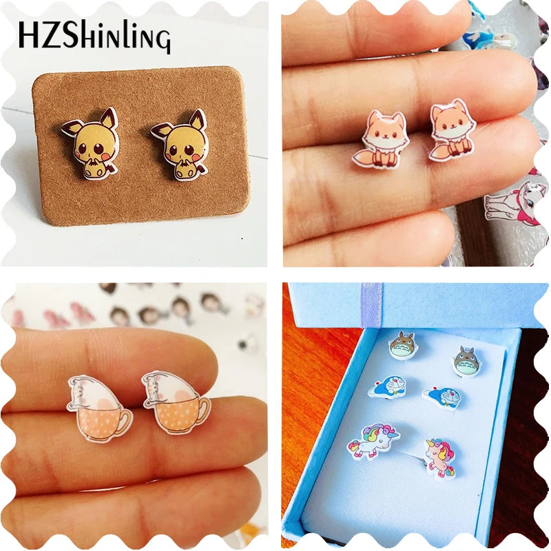 2019 New Sweet Dessert M Cute Painting Acrylic Earrings Milk Candy Cake Resin Earrings Epoxy Stud Earring