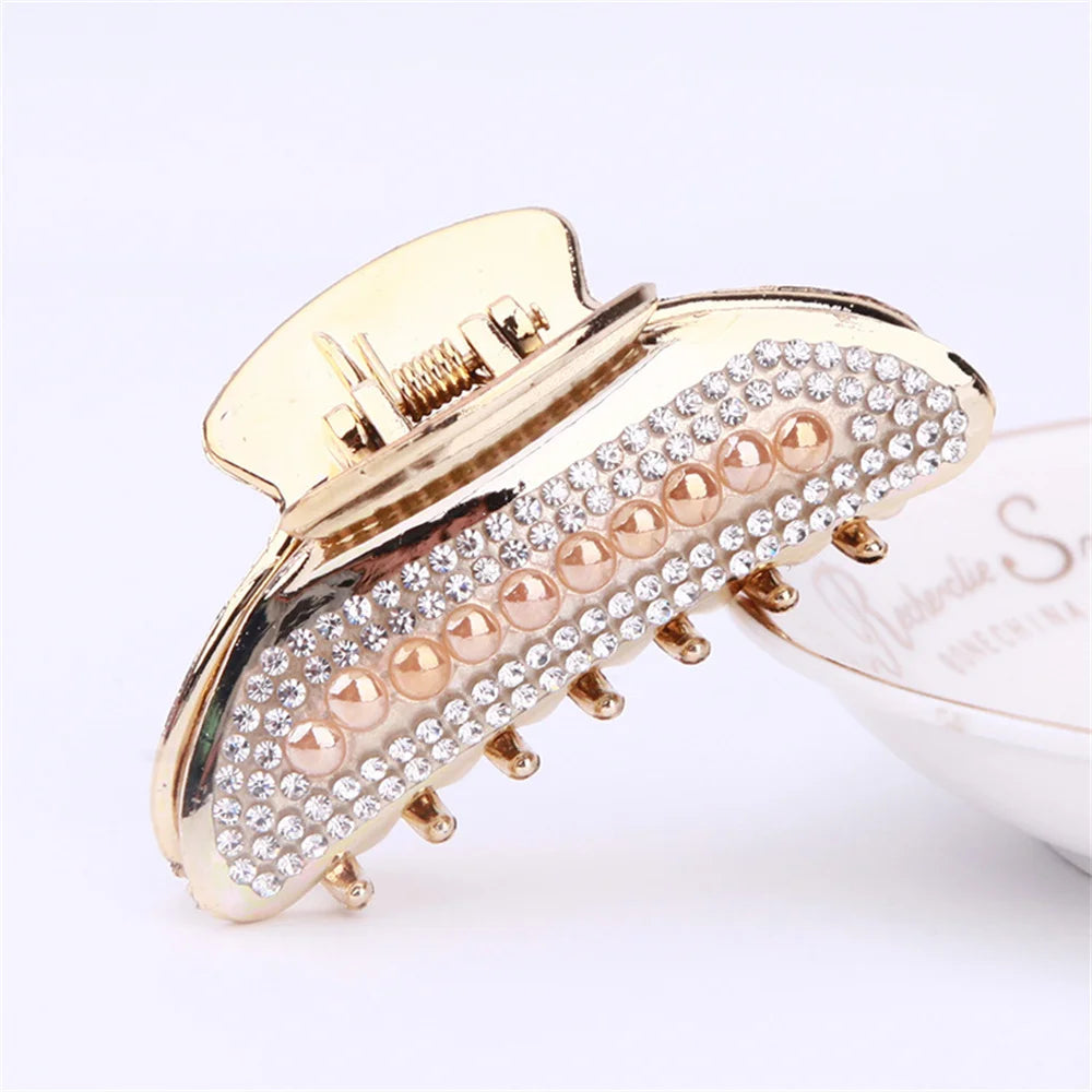 New Glitter Rhinestone Hair Claws for Women Alloy Hairpins Crab Clamp Horsetail Grab Clip Fashion Hair Accessories