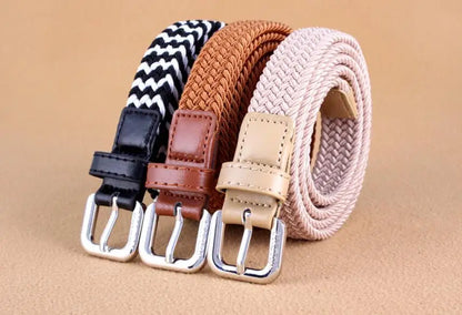 2022 New Casual Kids Belt Woven Stretch Solid Color Men's Fashion Knit Pin Buckle Belt For Boys Girls Designer Belts Wholesale