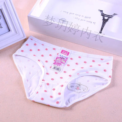 Teenage Girl Leakproof Cute Floral Briefs Cotton Sanitary Physiological Pants For Menstruation Period Young Girls Underwears