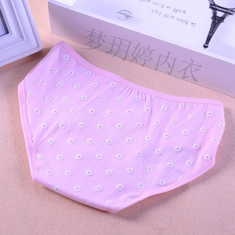 Teenage Girl Leakproof Cute Floral Briefs Cotton Sanitary Physiological Pants For Menstruation Period Young Girls Underwears