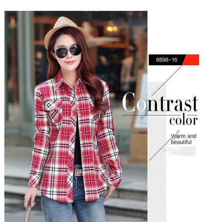 Plus Velvet Thicker Shirt Style Jacket Coat 2023 Winter New Hot Multicolor Plaid Warm Fleece Women Tops Brand Female Outerwear