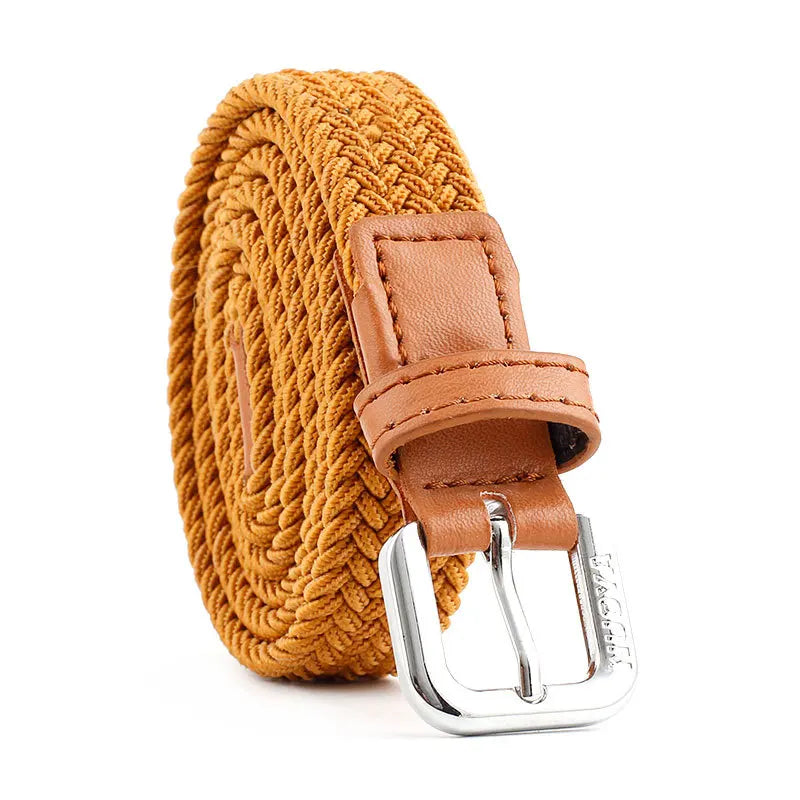 2022 New Casual Kids Belt Woven Stretch Solid Color Men's Fashion Knit Pin Buckle Belt For Boys Girls Designer Belts Wholesale